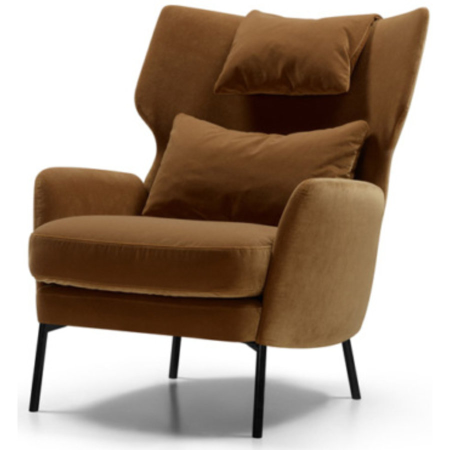 Alex Fauteuil Bruin met Rug en Nek Kussen Alex Fauteuil Bruin met Rug en Nek Kussen