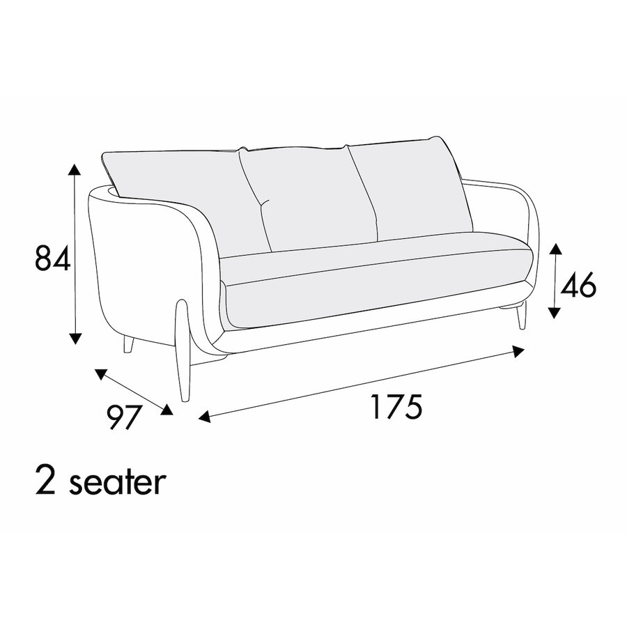 Jenny 2-Zits 175 cm Bank - 3 Kussens Jenny 2-Zits 175 cm Bank - 3 Kussens