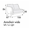 Jenny Fauteuil 106 cm - 2 Kussens Rechts/Links