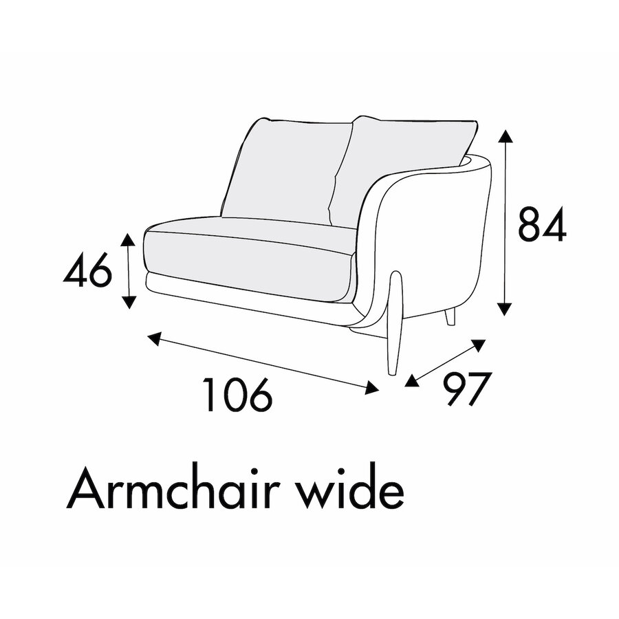 Jenny Fauteuil 106 cm - 2 Kussens Rechts/Links Jenny Fauteuil 106 cm - 2 Kussens Rechts/Links