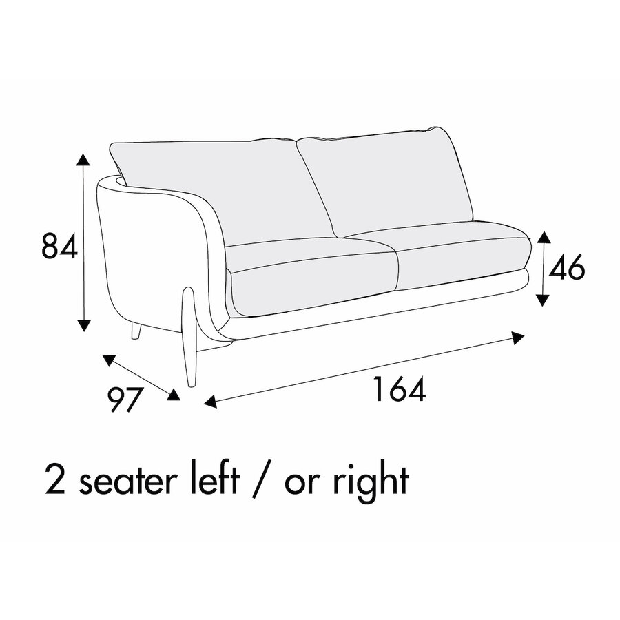 Jenny 2-Zits 164 cm Links/Rechts - 2 Kussens Jenny 2-Zits 164 cm Links/Rechts - 2 Kussens