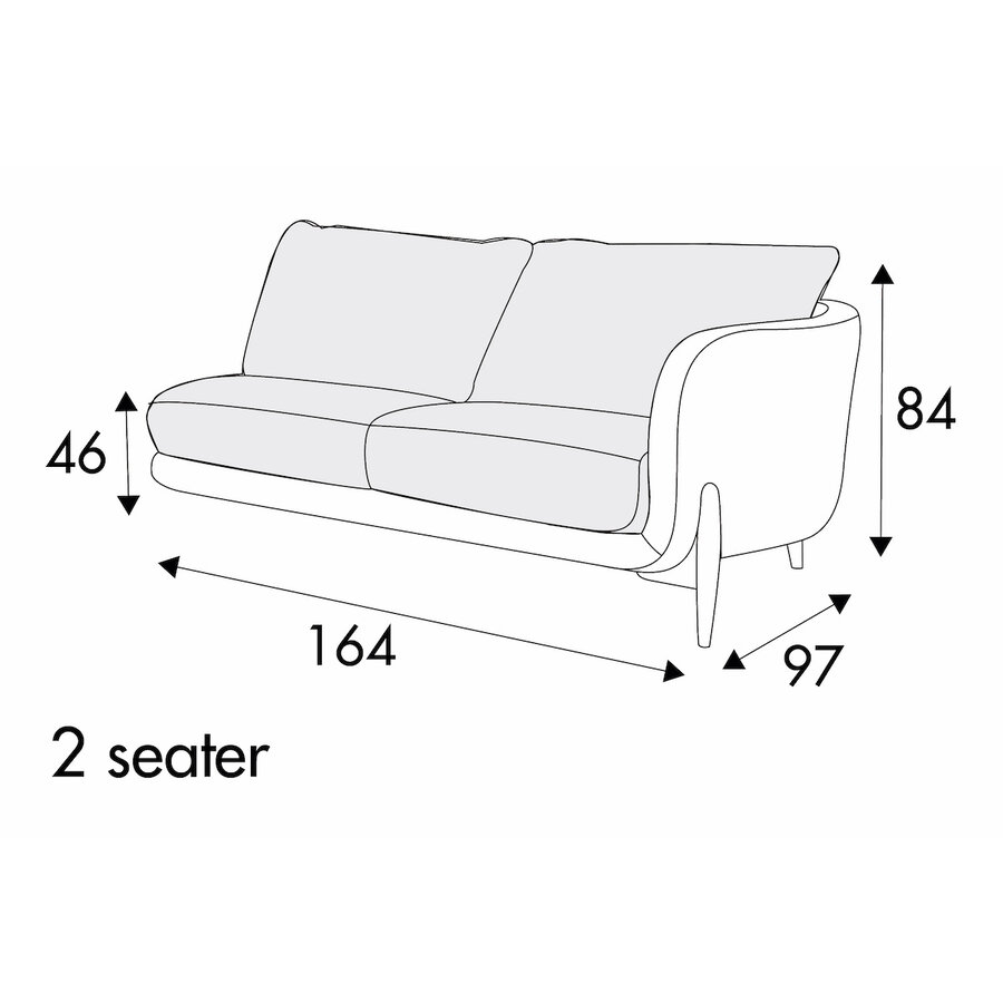 Jenny 2-Zits 164 cm Links/Rechts - 2 Kussens Jenny 2-Zits 164 cm Links/Rechts - 2 Kussens