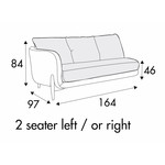 Jenny 2-Zits 164 cm Links/Rechts - 3 Kussens Jenny 2-Zits 164 cm Links/Rechts - 3 Kussens