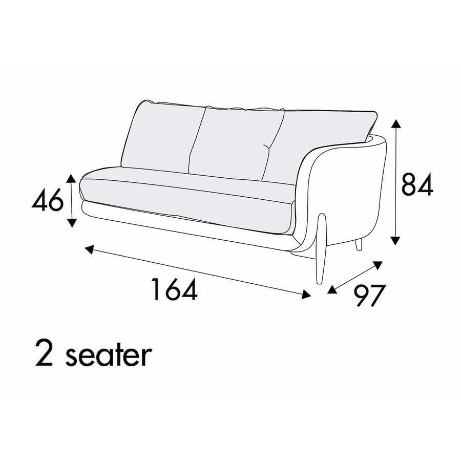 Jenny 2-Zits 164 cm Links/Rechts - 3 Kussens Jenny 2-Zits 164 cm Links/Rechts - 3 Kussens