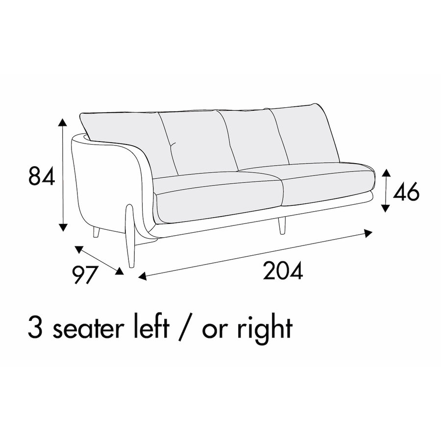 Jenny 3-Zits 204 cm Links/Rechts - 4 Kussens Jenny 3-Zits 204 cm Links/Rechts - 4 Kussens