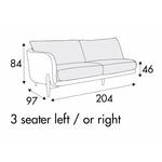 Jenny 3-Zits 204 cm Links/Rechts - 2 Kussens
