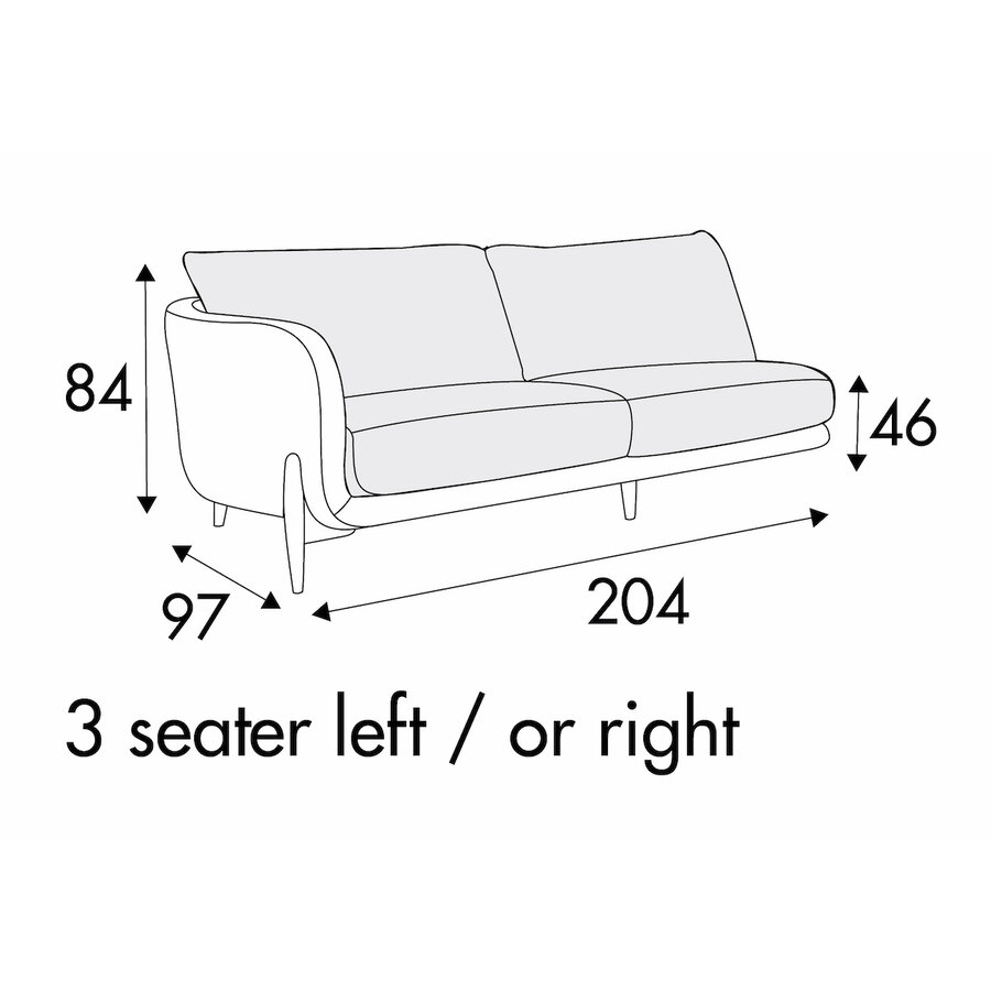 Jenny 3-Zits 204 cm Links/Rechts - 2 Kussens