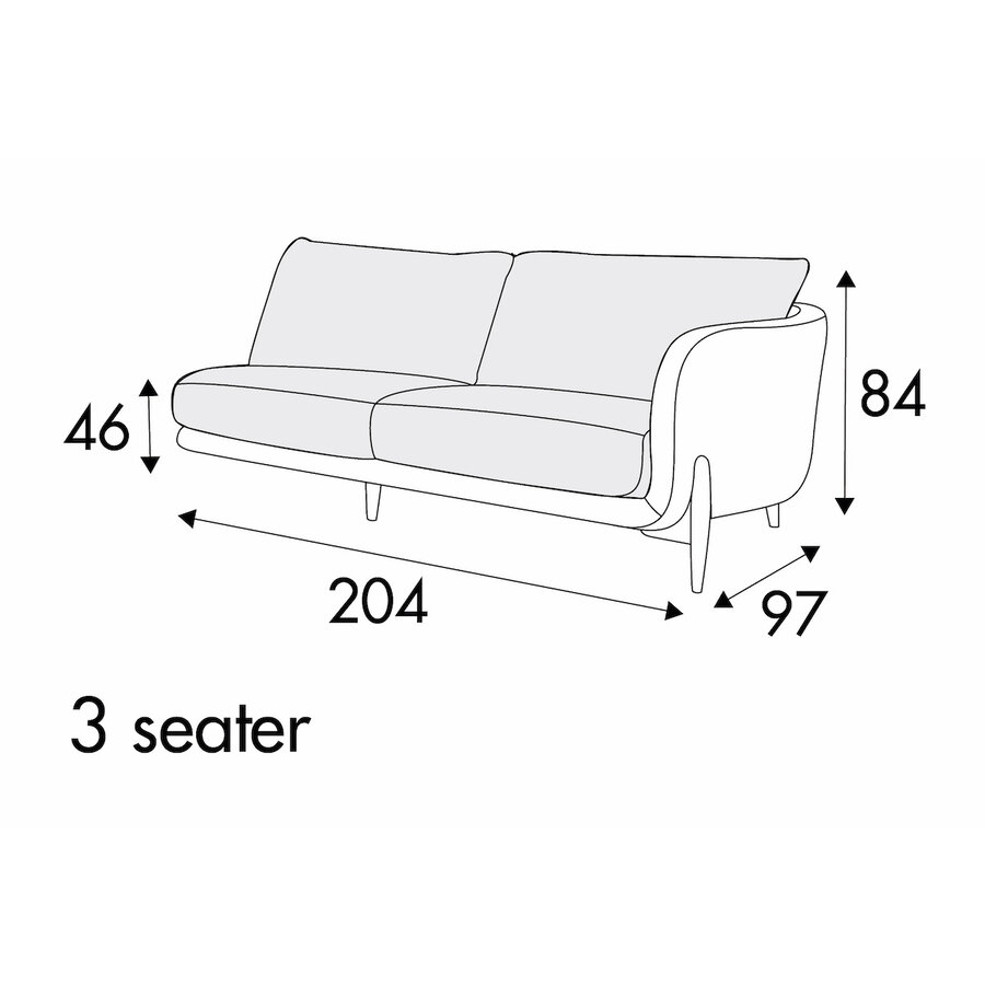 Jenny 3-Zits 204 cm Links/Rechts - 2 Kussens