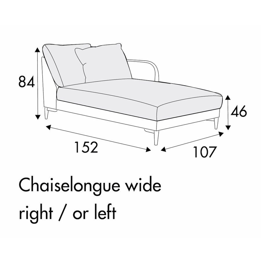 Jenny Chaise Longue 107 x 152 cm Rechts/Links - met Kussen Jenny Chaise Longue 107 x 152 cm Rechts/Links - met Kussen