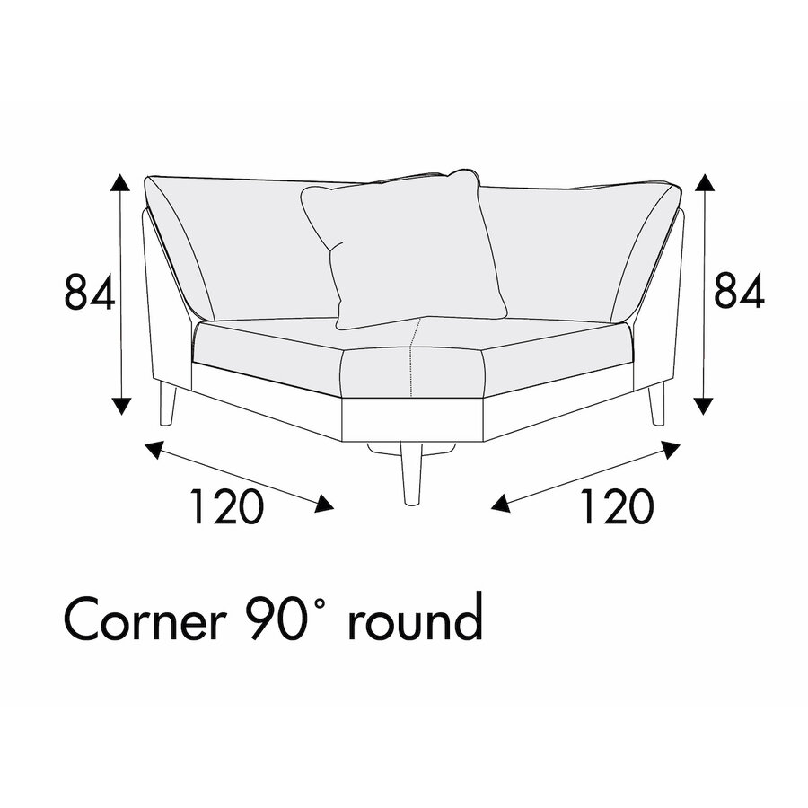 Jenny Hoek 90º 120 cm - met Kussen Jenny Hoek 90º 120 cm - met Kussen