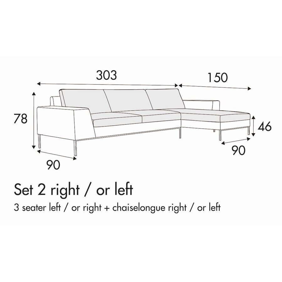 Justus 3-Zits Bank + Chaise Longue Rechts/Links Oranje Justus 3-Zits Bank + Chaise Longue Rechts/Links Oranje