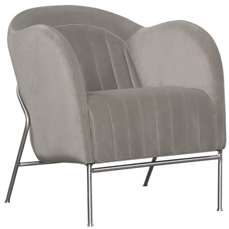 Mini Fauteuil Velvet Lichtgrijs / Chrome Mini Fauteuil Velvet Lichtgrijs / Chrome