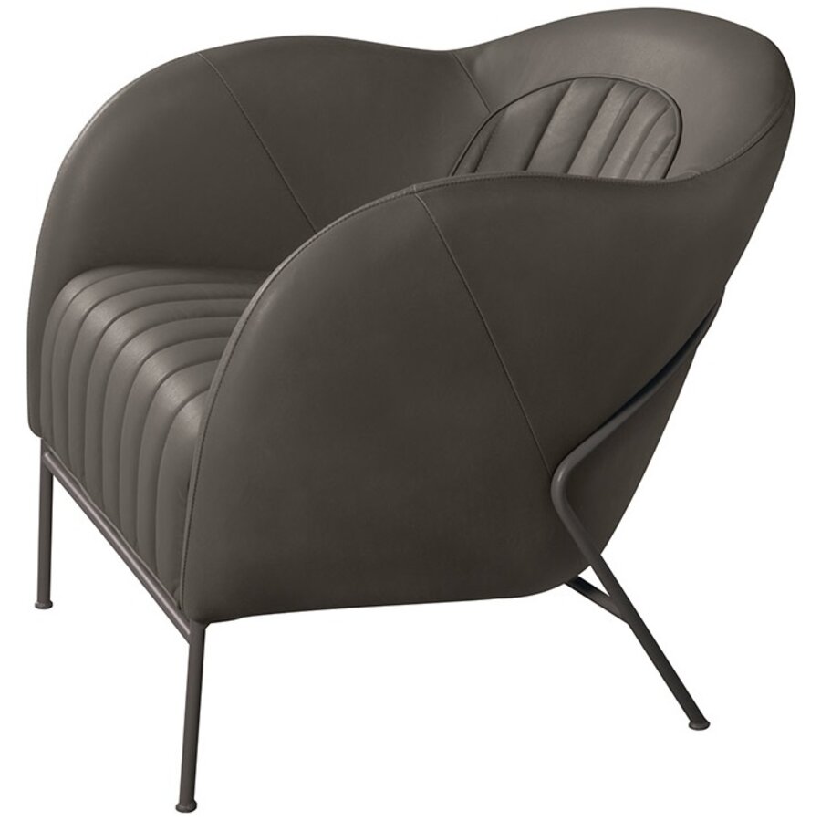 Mini Fauteuil Leer Grijs / Zwart Mini Fauteuil Leer Grijs / Zwart