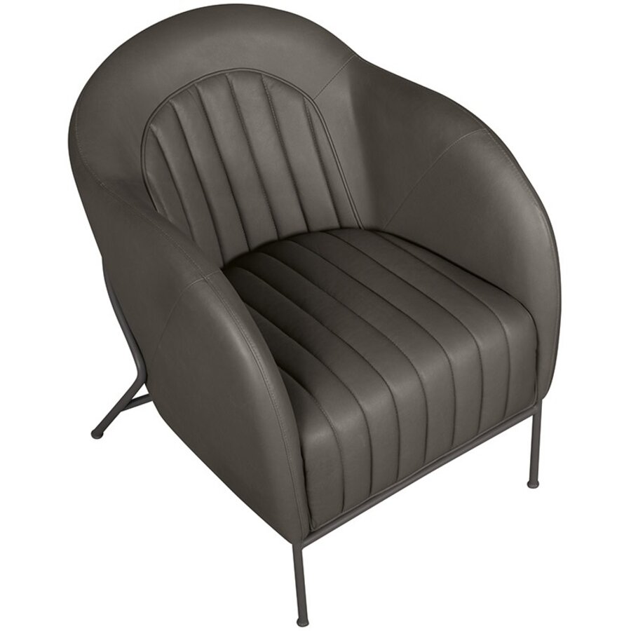Mini Fauteuil Leer Grijs / Zwart Mini Fauteuil Leer Grijs / Zwart