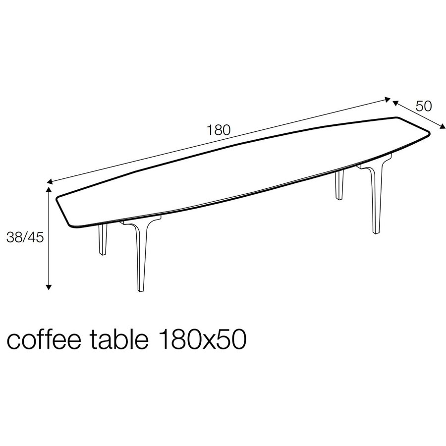 Casual 180 x 50 cm Ovale Salontafel Zwart Casual 180 x 50 cm Ovale Salontafel Zwart