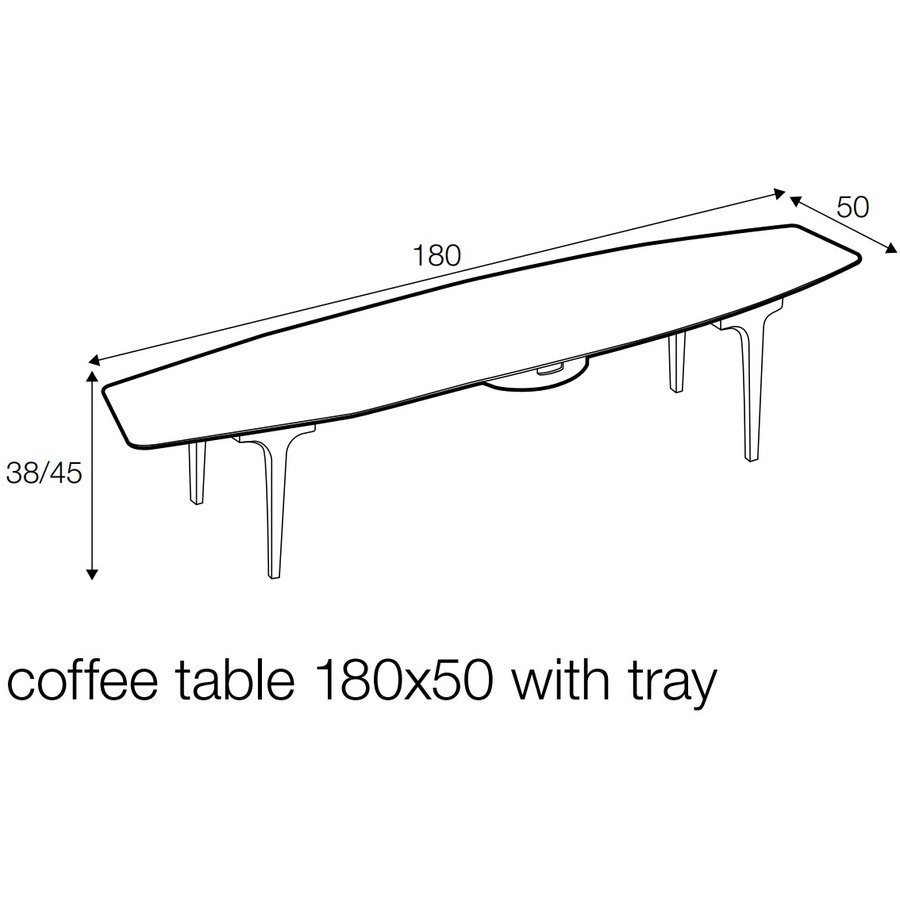 Casual 180 x 50 cm Ovale Salontafel Zwart Casual 180 x 50 cm Ovale Salontafel Zwart