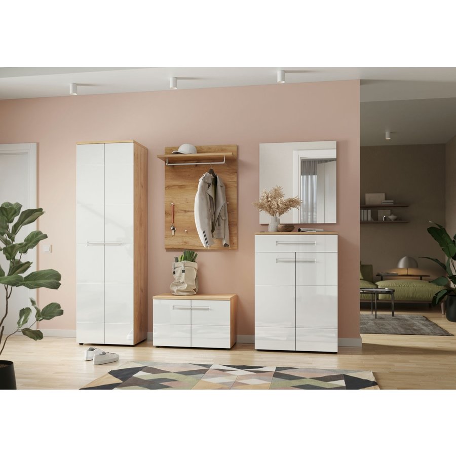 Aledo Halkast Hoogglans Wit / Eiken Aledo Halkast Hoogglans Wit / Eiken