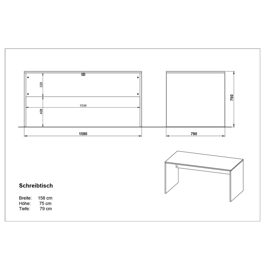 Pasadena Bureautafel Grafiet / Eiken Pasadena Bureautafel Grafiet / Eiken