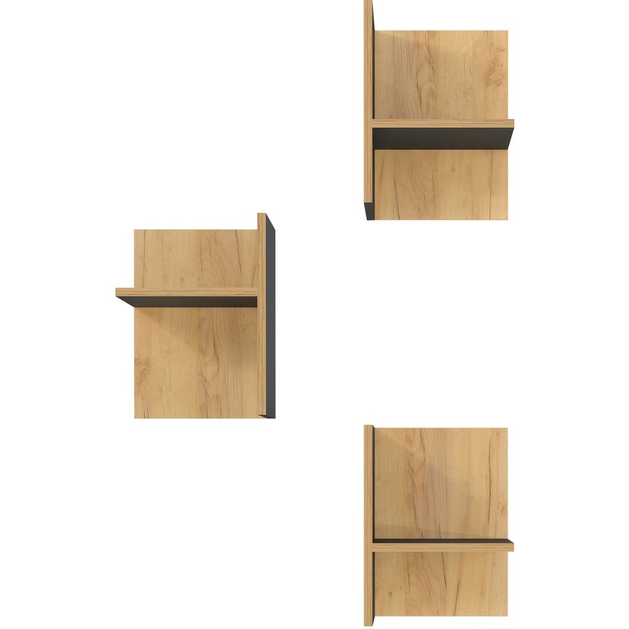 Pasadena Plank Verdelers Grafiet/Eiken 3 Stuks