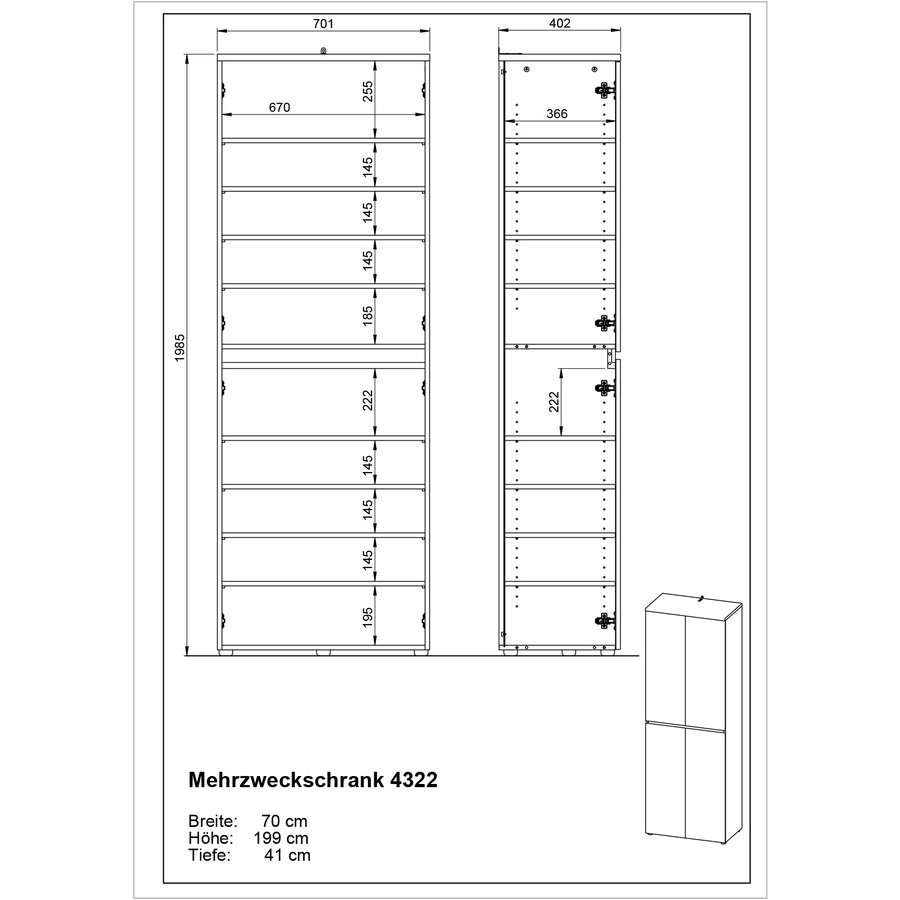 Calvera Schoenenkast 4-Deuren Hoogglans Wit / Eiken Calvera Schoenenkast 4-Deuren Hoogglans Wit / Eiken