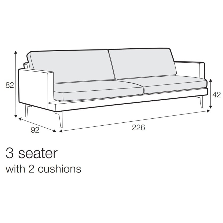 Ludvig 3-Zits Bank Ribstof Donkergrijs