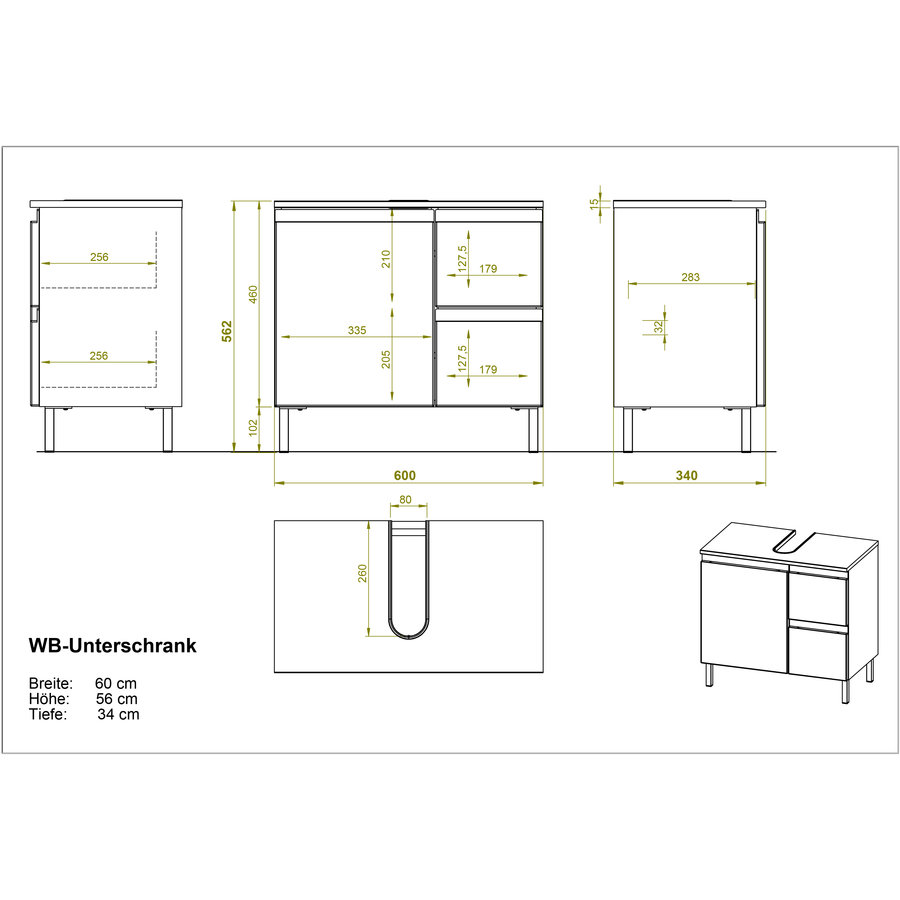 Torrance Wastafelonderkast 60 cm Wit / Eiken Torrance Wastafelonderkast 60 cm Wit / Eiken