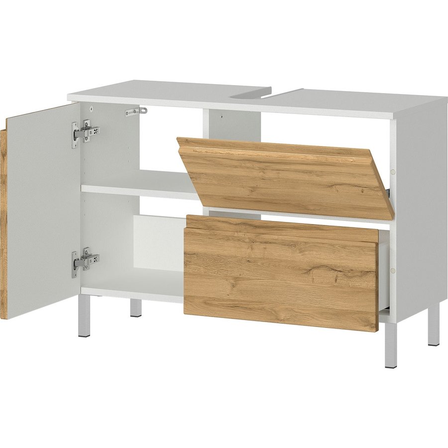 Torrance Wastafelonderkast 80 cm Wit / Eiken Torrance Wastafelonderkast 80 cm Wit / Eiken