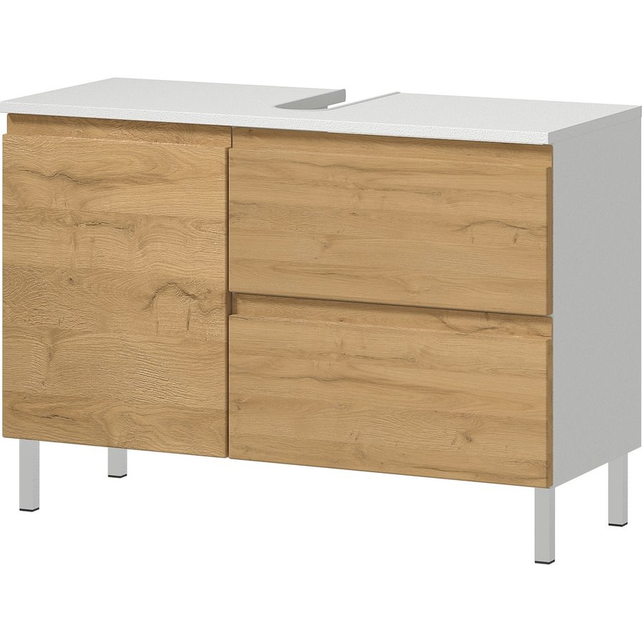 Torrance Wastafelonderkast 80 cm Wit / Eiken Torrance Wastafelonderkast 80 cm Wit / Eiken