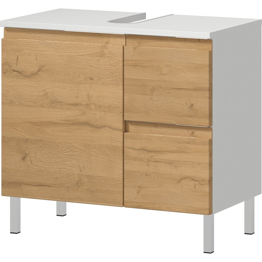 Torrance Wastafelonderkast 60 cm Wit / Eiken Torrance Wastafelonderkast 60 cm Wit / Eiken