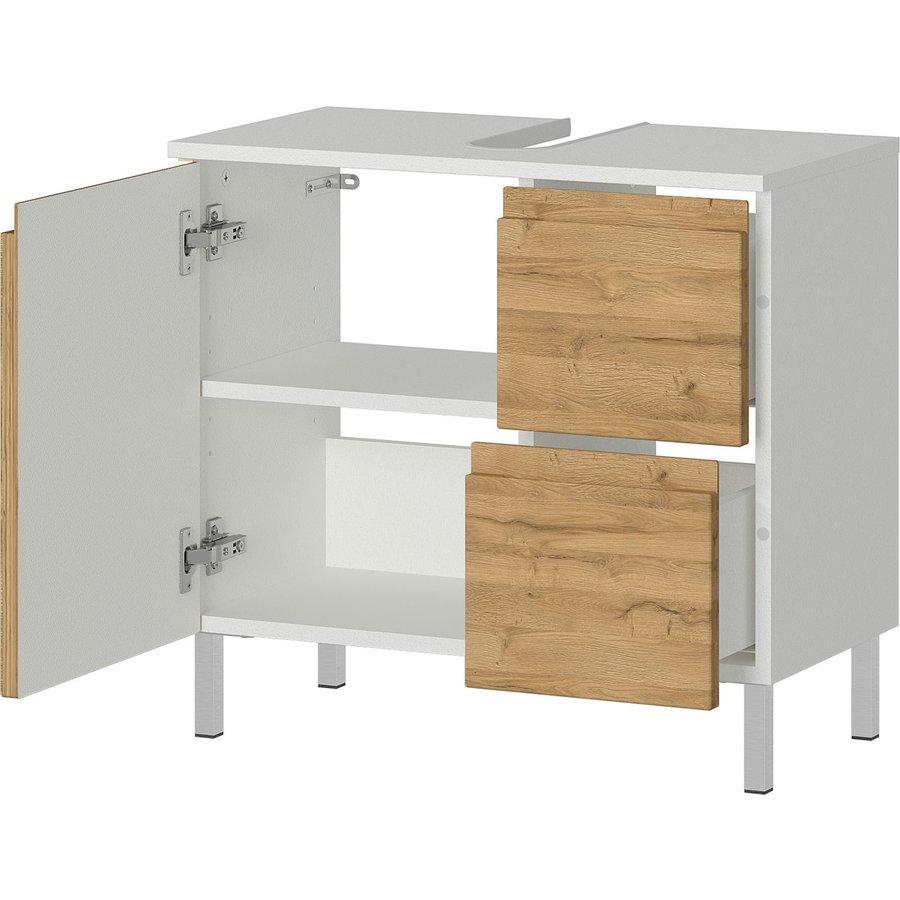 Torrance Wastafelonderkast 60 cm Wit / Eiken Torrance Wastafelonderkast 60 cm Wit / Eiken