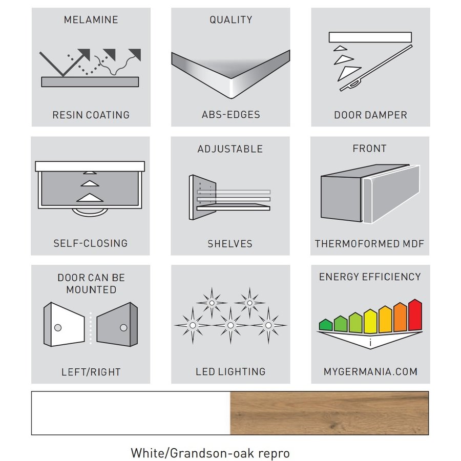 Torrance Badkamerkast Hoog Wit / Eiken Torrance Badkamerkast Hoog Wit / Eiken