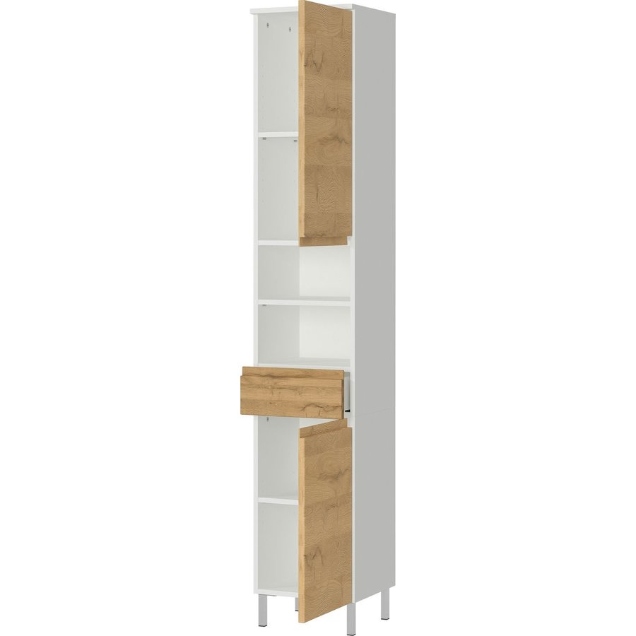 Torrance Badkamerkast Hoog Wit / Eiken Torrance Badkamerkast Hoog Wit / Eiken