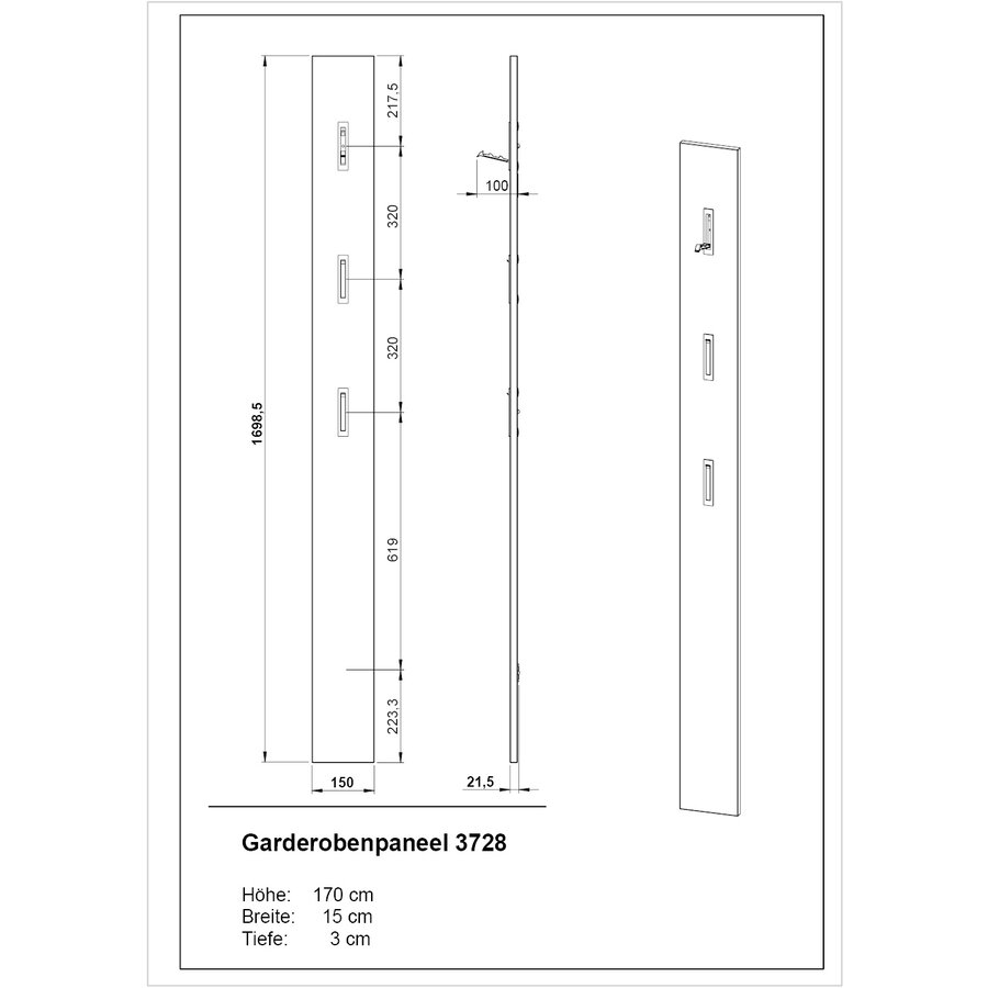 Valega Kapstokpaneel Grafiet