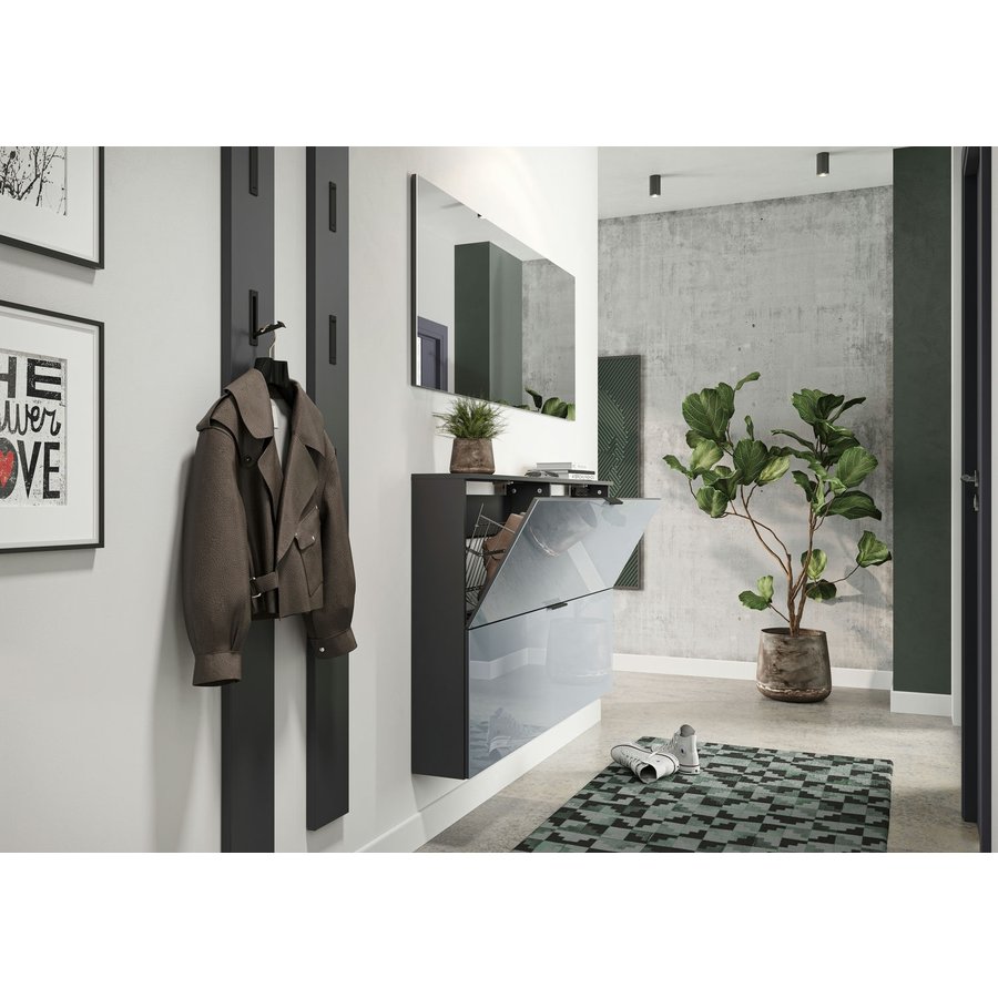 Valega Schoenenkast 2 Kleppen Grafiet/Zilvergrijs Valega Schoenenkast 2 Kleppen Grafiet/Zilvergrijs