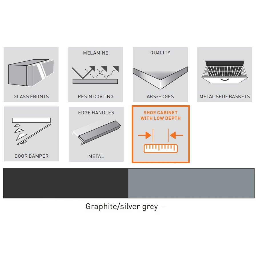 Valega Schoenenkast 2 Kleppen Grafiet/Zilvergrijs Valega Schoenenkast 2 Kleppen Grafiet/Zilvergrijs