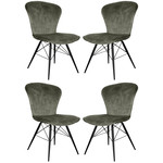 Davidi Design 4x Neptune Velour Eetkamerstoel Jager Groen