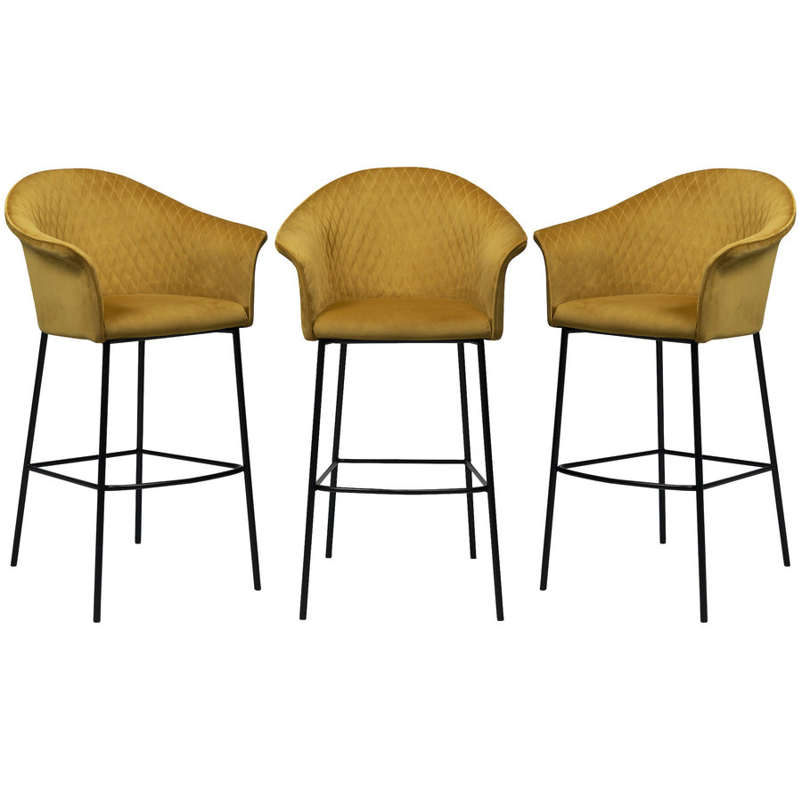 3x Kite Barstoel Mosterd Velvet 3x Kite Barstoel Mosterd Velvet