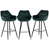 3x Kalmar Velvet Barstoel Groen