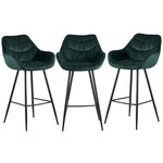 Sky Style 3x Kalmar Velvet Barstoel Groen Sky Style 3x Kalmar Velvet Barstoel Groen