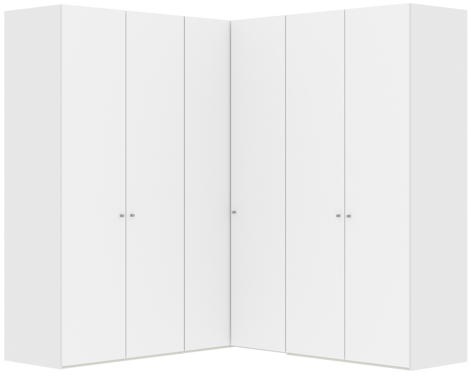 Premium Wit 90° Hoek Kledingkast 6 Deurs
