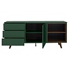 Plain Dressoir 1-Deur en 3-Lades Groen/Walnoot