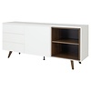 Plain Dressoir 1-Deur en 3-Lades Wit / Walnoot