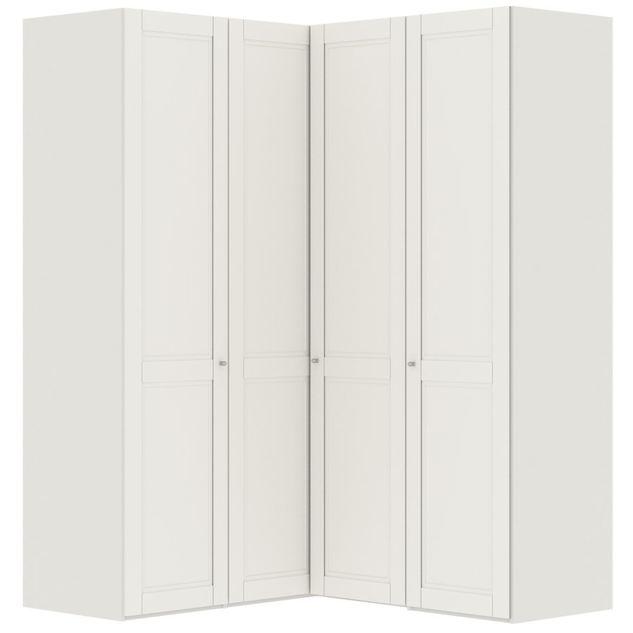 Landhuis Wit 90° Hoek Kledingkast 4 Deurs Landhuis Wit 90° Hoek Kledingkast 4 Deurs