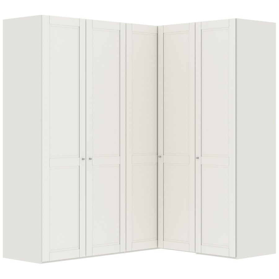 Landhuis Wit 90° Hoek Kledingkast 5 Deurs
