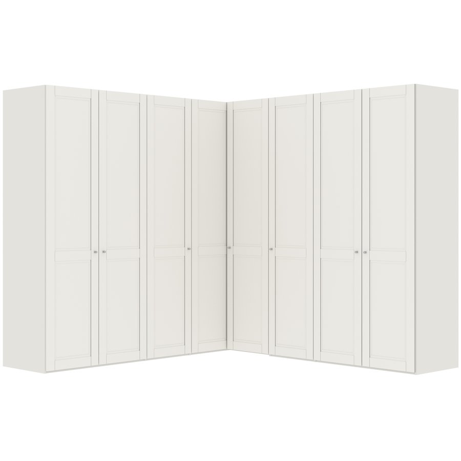 Landhuis Wit 90° Hoek Kledingkast 8 Deurs Landhuis Wit 90° Hoek Kledingkast 8 Deurs