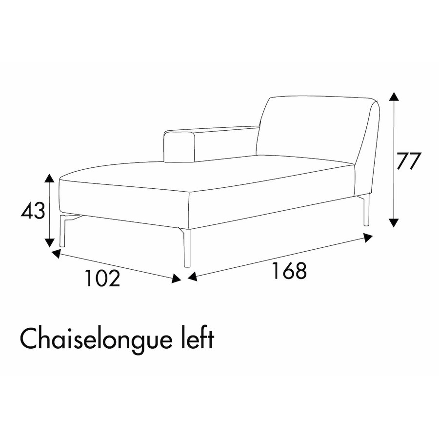 Paul Chaise Longue 102 x 168 cm Rechts/Links