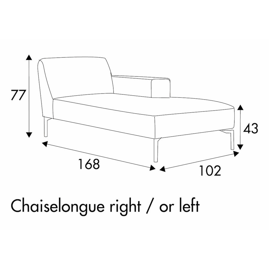 Paul Chaise Longue 102 x 168 cm Rechts/Links