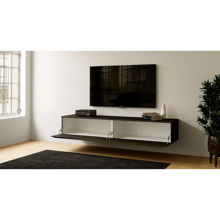 Levana Turin Zwart 160 cm TV Wandmeubel Levana Turin Zwart 160 cm TV Wandmeubel