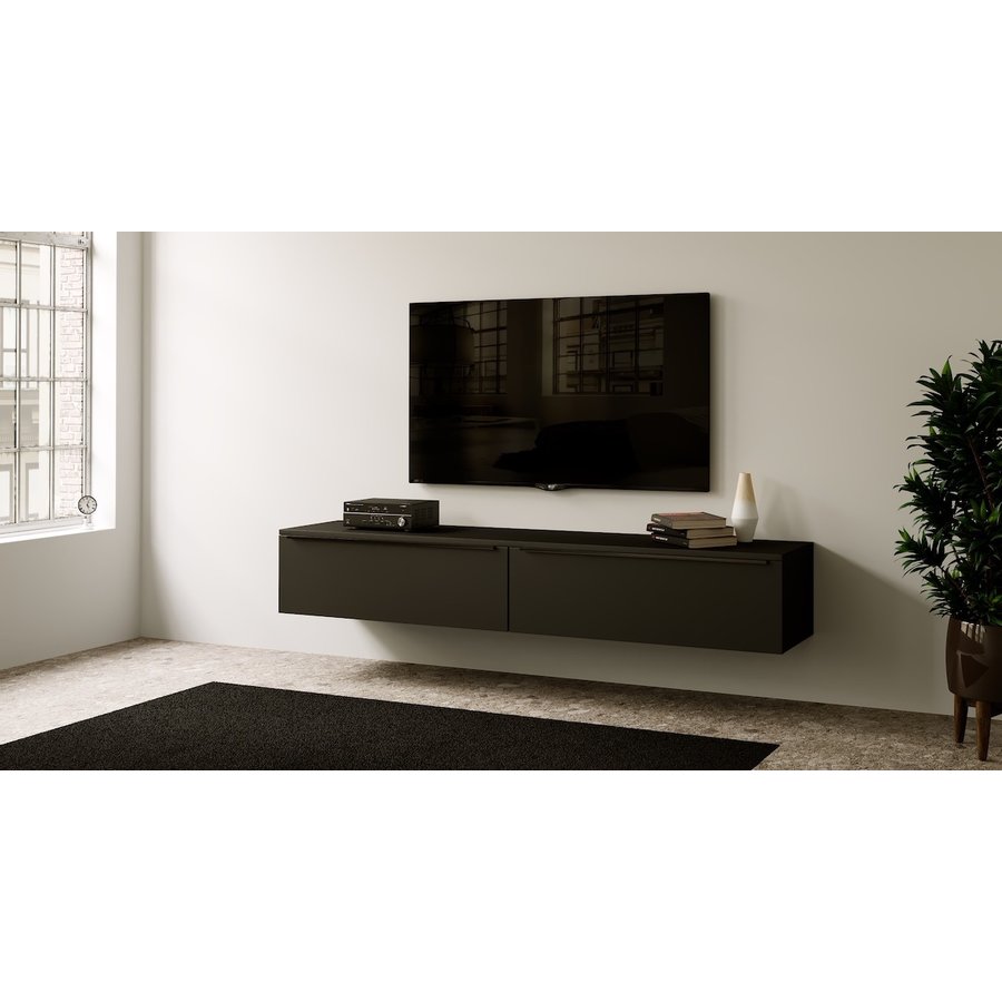 Levana Turin Zwart 160 cm TV Wandmeubel Levana Turin Zwart 160 cm TV Wandmeubel