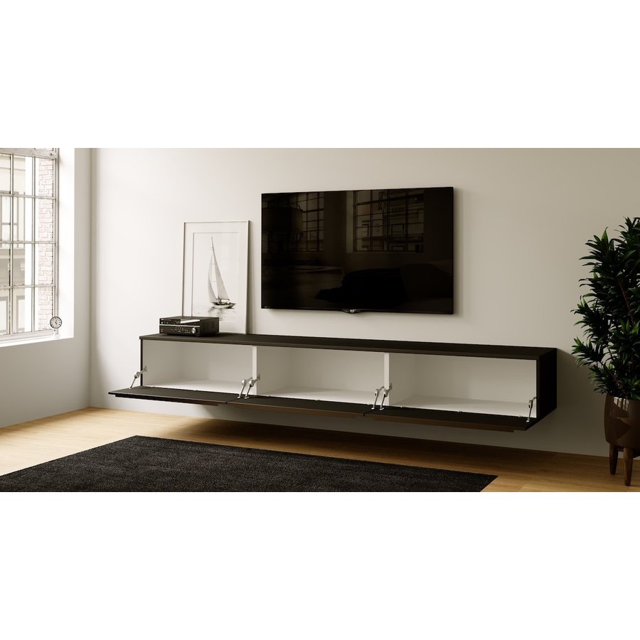 Levana Turin Zwart 300 cm TV Wandmeubel Levana Turin Zwart 300 cm TV Wandmeubel